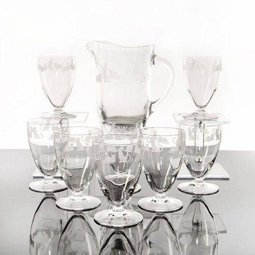 9PC LENOX CRYSTAL ETCHED PITCHER 39a390