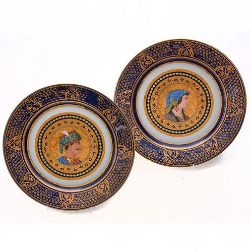 2 SEVRES STYLE CERAMIC PLATESCobalt