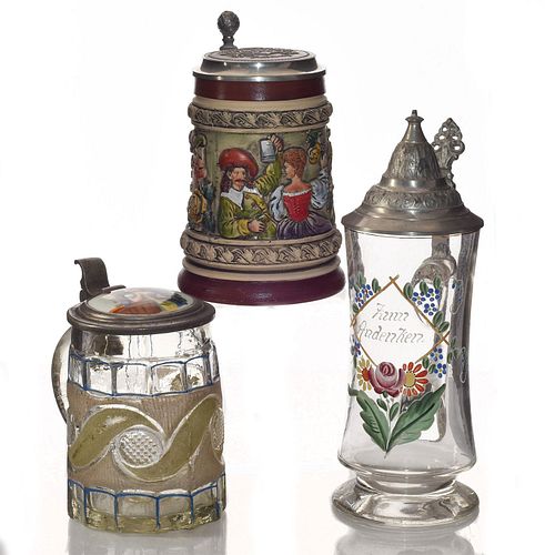 THREE 19TH CENTURY LIDDED BEER