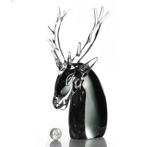 MURANO ART GLASS SCULPTURE, DEERAntlered