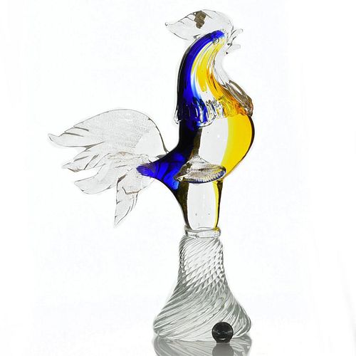 MURANO ART GLASS SCULPTURE, ROOSTERClear,