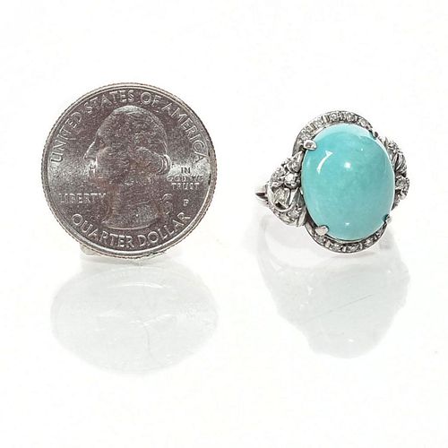 14 KARAT WHITE GOLD TURQUOISE WITH