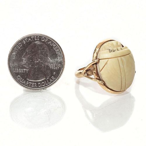 14 KARAT GOLD SCARAB BEETLE RING