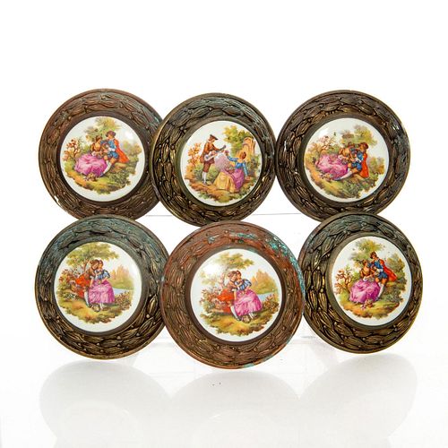 6 BRONZE AND FRAGONARD PORCELAIN 39a470