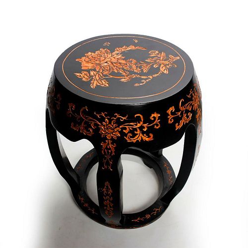 CHINESE GARDEN SEAT, BLACK WITH