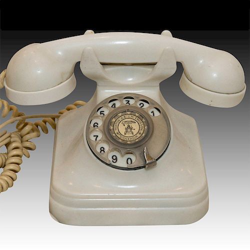 ERICSSON ROTARY WHITE BAKELITE TELEPHONE,