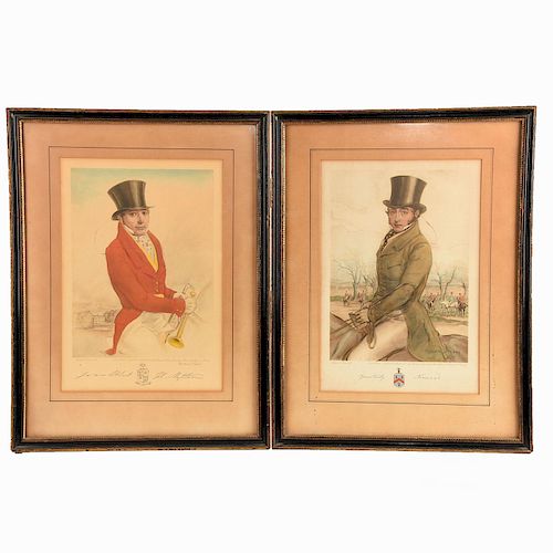 2 FRAMED SPORTING PRINTS, SIGNED BY