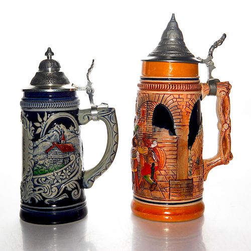 GROUP OF TWO GERMAN TANKARD STEIN JUG