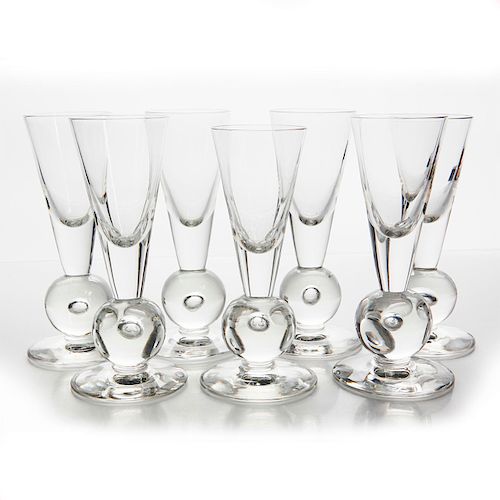 8 CORDIAL BRANDY GLASSES WITH BALL NECKClear