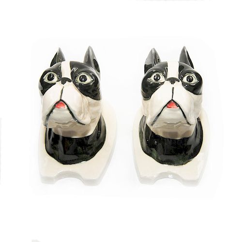2 CERAMIC BOSTON TERRIER WALL DECORATIONSHand 39a811