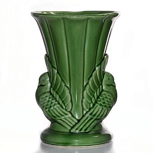 GREEN AMERICAN CERAMIC VASESymmetrical