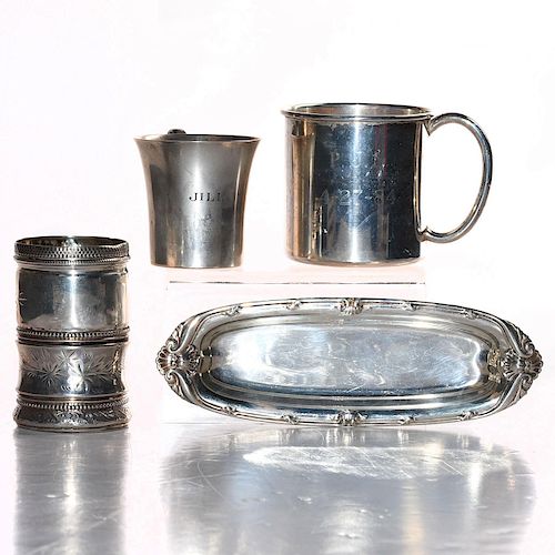 4 STERLING SILVER PIECES2 baby cups,