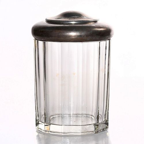 GLASS CIGAR JAR WITH SILVER LIDLid 39a844