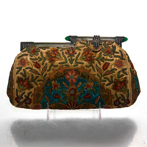 ART DECO HAND EMBROIDERED HANDBAGVivid