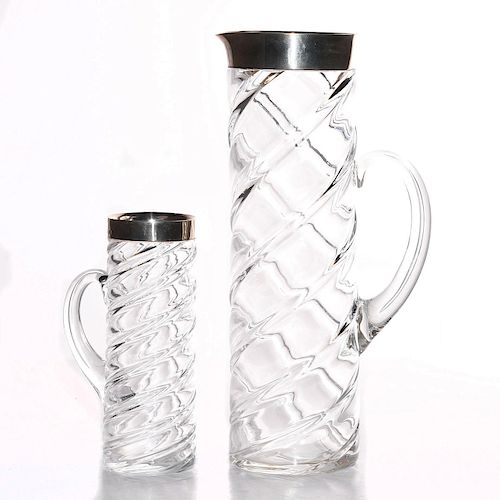 SPIRAL GLASS PITCHERS WITH SILVER 39a846