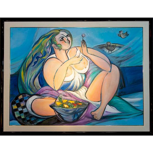 LARGE CUBIST OIL PAINTING INSPIRED 39a86e
