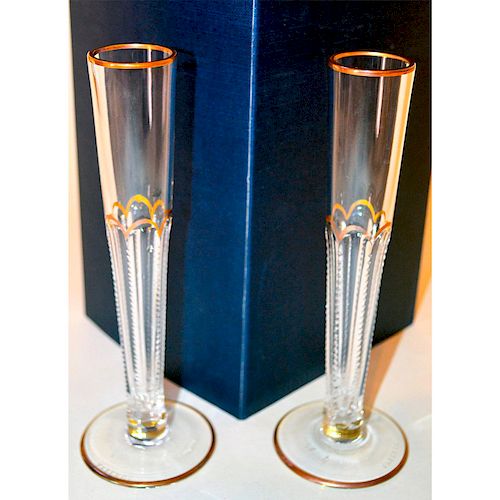 FABERGE CRYSTAL FLUTES, PAIRCrystal