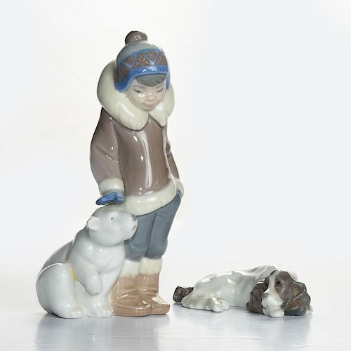 2 LLADRO FIGURINESBoy and dog in