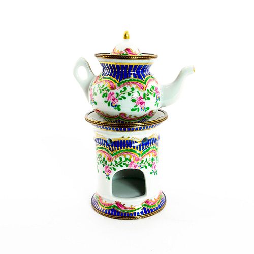 LIMOGES MINIATURE TEAPOT AND STOVEGlossy 3987b6