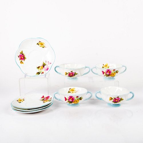 8PC SHELLEY CHINA BEGONIA TEACUP AND