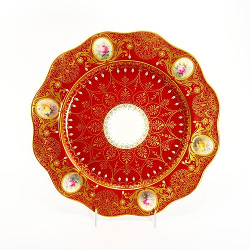 ROYAL WORCESTER RED GOLD FLORAL SERVING