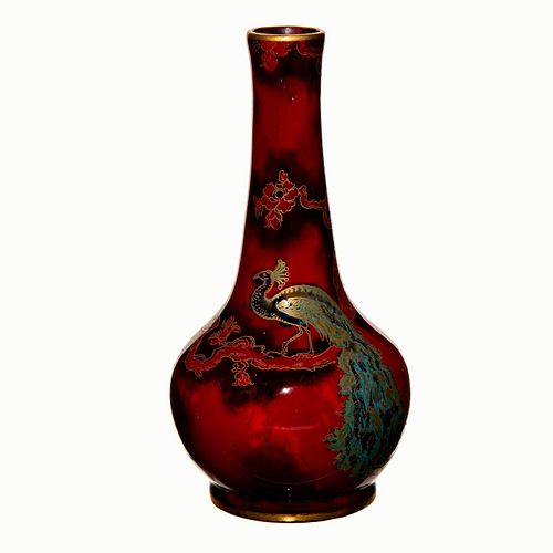 BERNARD MOORE FLAMBE VASE BIRDBulbous 398c88