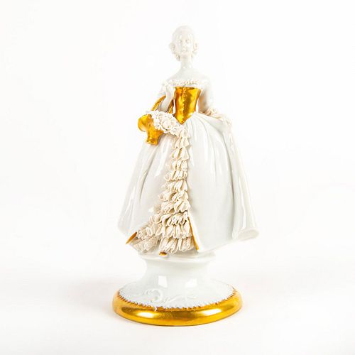 DRESDEN STYLE FIGURINE, WOMAN WITH