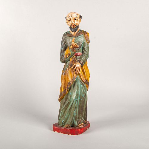 LARGE VINTAGE WOODEN CHARACTER STATUE,