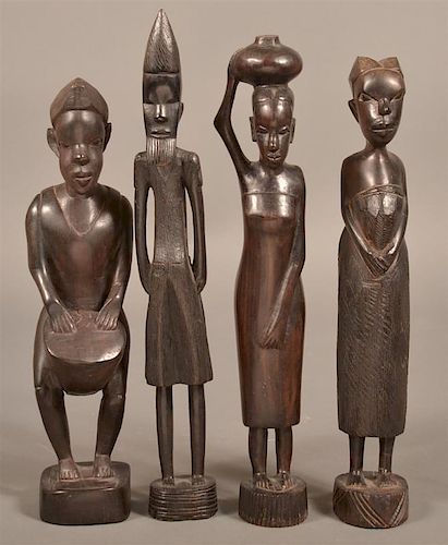 4 VINTAGE AFRICAN CARVED EBONY