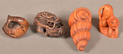 FOUR ANIMAL FORM FINLEY CARVED 39bd51