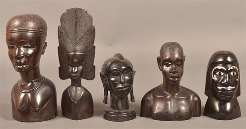 5 VINTAGE AFRICAN EBONY FIGURAL WOOD