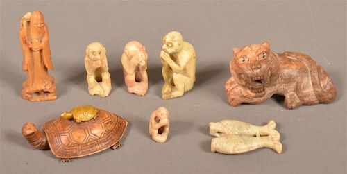 EIGHT CARVED STONE FIGURES.Eight