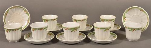 8 GREEN WHEAT PATT IRONSTONE CUPS 39bd9f