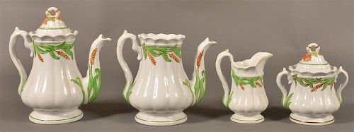 4 PCS. OF GREEN WHEAT PATTERN IRONSTONE