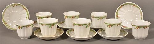 8 GREEN WHEAT PATT IRONSTONE CUPS 39bda2