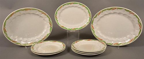 8 PCS OF GREEN WHEAT PATTERN IRONSTONE 39bda6