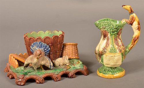TWO PIECES OF ANTIQUE MAJOLICA