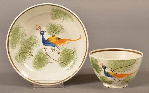 LEEDS CHINA PEAFOWL DECORATED CUP