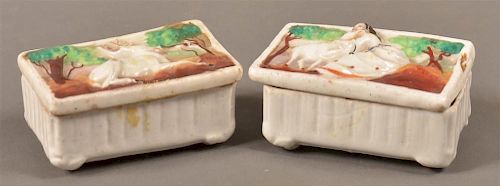 2 STAFFORDSHIRE PAINTED PORCELAIN