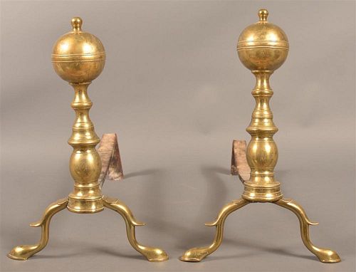 PAIR OF BRASS AND WROUGHT IRON