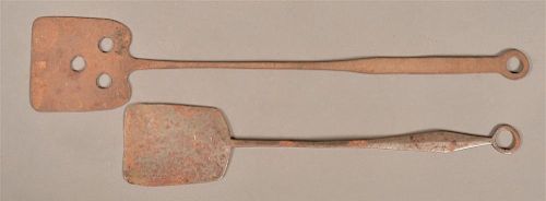 TWO 19TH CENTURY WROUGHT IRON SPATULAS Two 39bf5e