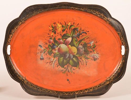 19TH CENTURY TIN SERVING TRAY 19th 39c04f