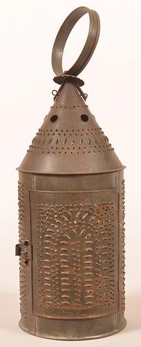 PA 19TH CENTURY PUNCHED TIN CANDLE 39c076