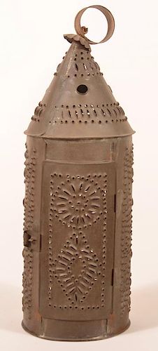 19TH CENTURY PUNCHED TIN CANDLE 39c092