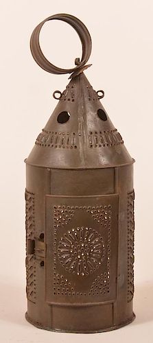 19TH CENTURY PUNCHED TIN CANDLE 39c0aa