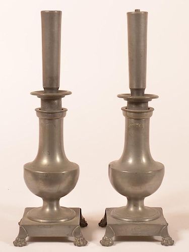 PAIR OF FRENCH 19TH CENTURY PEWTER