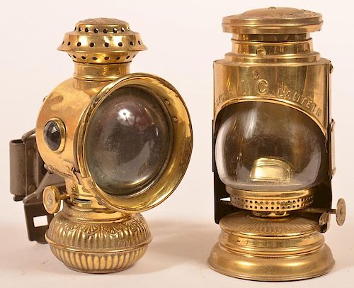TWO VARIOUS BRASS BICYCLE LAMPS.Two