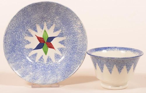 BLUE SPATTER SIX POINTED STAR CUP 39c139