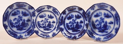 4 FLOW BLUE CHAPOO PATTERN CHINA 39c147