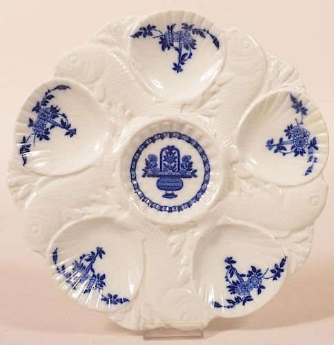MINTON FLOW BLUE CHINA OYSTER PLATE.Minton